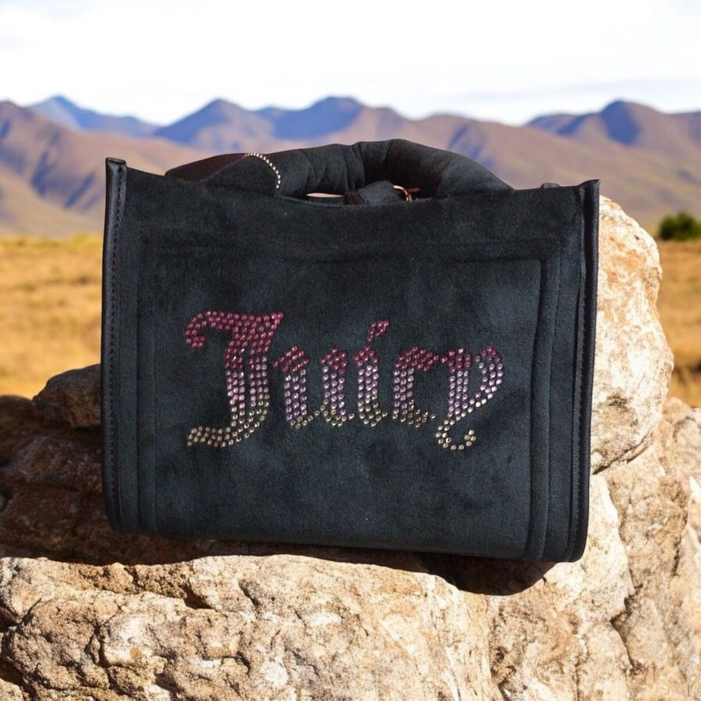 Juicy Couture Big Spender Black Mini Tote Pink Orange Rhinestone SOLD